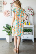 Heimish Full Size Ruffled Short Sleeve Floral Mini Dress Plus Size - Hovatok