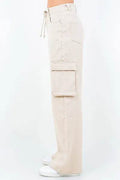 American Bazi Full Size Drawstring Wide Leg Cargo Pants Plus Size - Hovatok