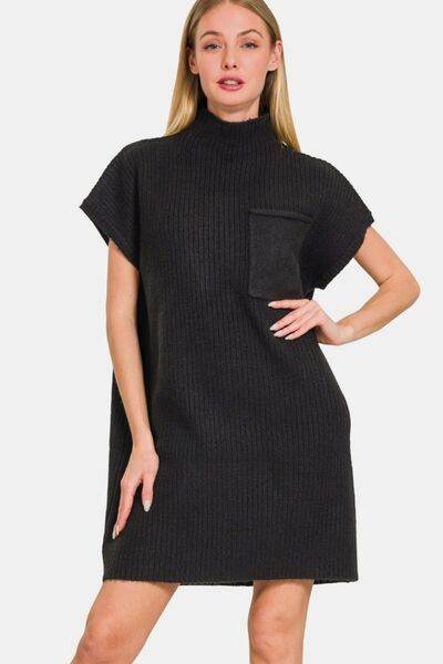 Zenana Short Sleeve Sweater Mini Dress - Hovatok