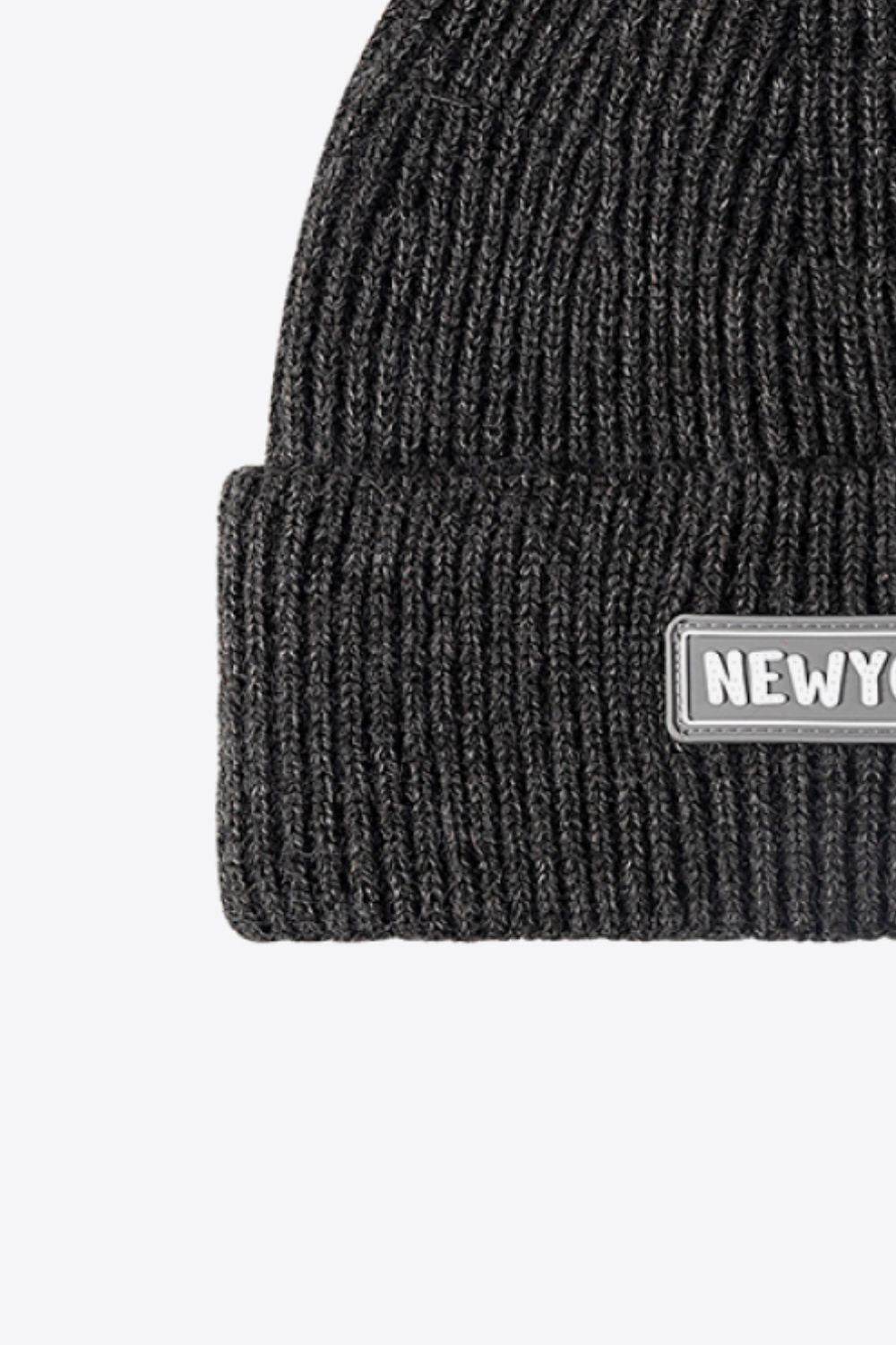 NEWYORK Patch Rib-Knit Cuffed Beanie - Hovatok