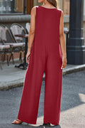 Full Size V-Neck Wide Strap Jumpsuit - Hovatok