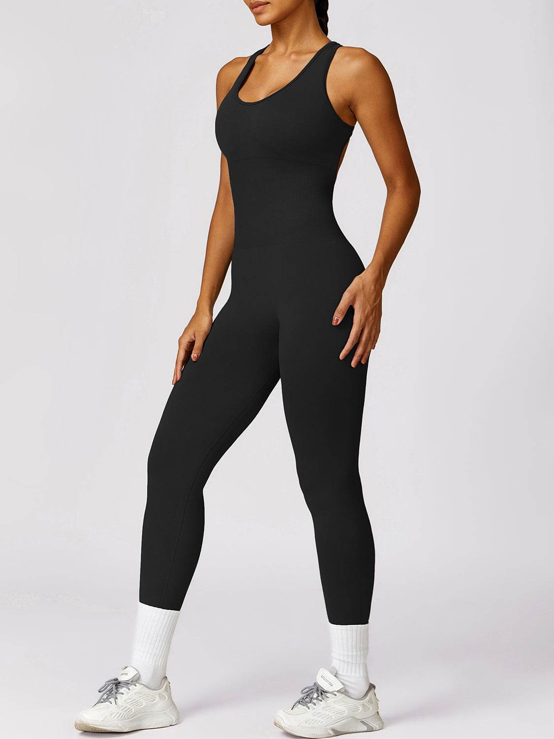 Basic Bae Sleeveless Cutout Racerback Active Jumpsuit - Hovatok