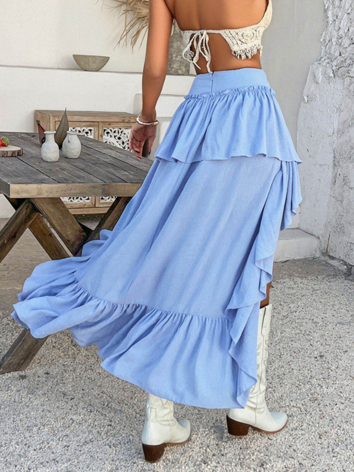 Devine High-Low Ruched Layered Skirt - Hovatok