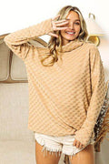 BiBi Checkered Round Neck Thumbhole Long Sleeve Top - Hovatok