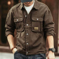 Men's Washed Collared Neck Cargo Jacket - Hovatok