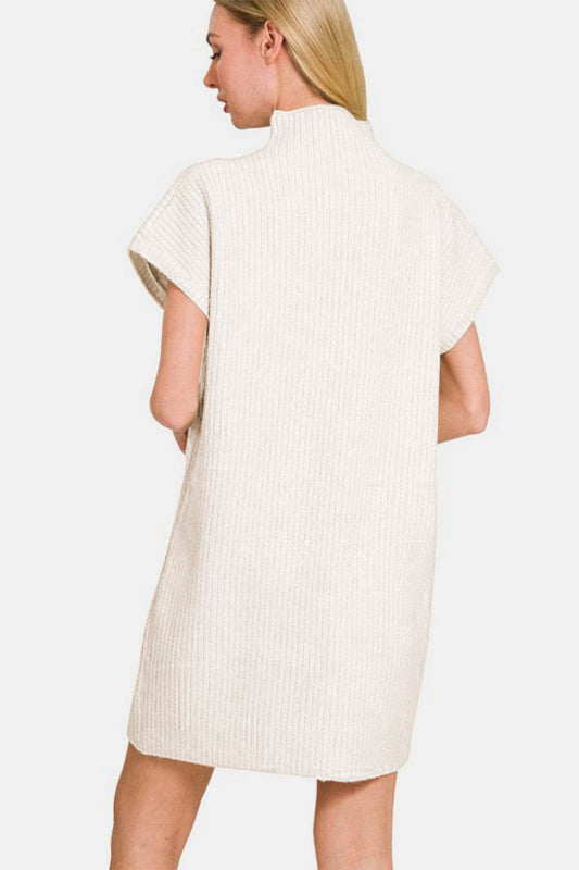 Zenana Short Sleeve Sweater Mini Dress - Hovatok