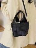 PU Leather Braided Bucket Bag - Hovatok