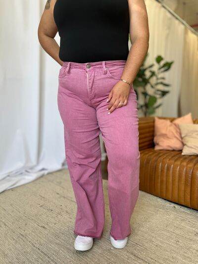 RFM Full Size High Rise Garment Dye Wide Leg Jeans - Hovatok