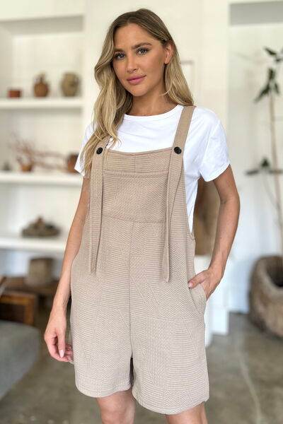 Double Take Full Size Texture Sleeveless Romper - Hovatok