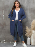 Plus Size Long Sleeve Pocketed Cardigan - Hovatok