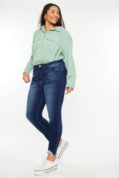 Kancan Full Size High Rise Frayed Ankle Skinny Jeans - Hovatok