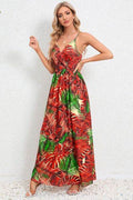 Printed Surplice Maxi Cami Dress - Hovatok