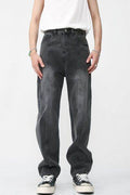 Men's Washed Splicing Straight Leg Jeans - Hovatok