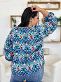 Double Take Full Size Printed Balloon Sleeve Blouse - Hovatok