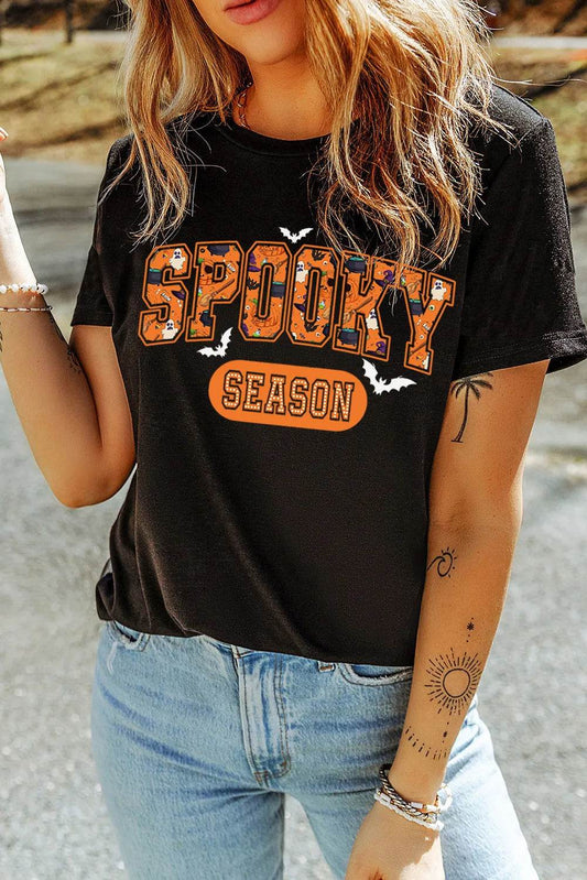 SPOOKY SEASON Round Neck Short Sleeve T-Shirt - Hovatok