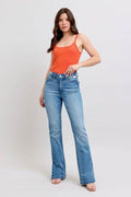 Judy Blue HW Tummy Control Vintage Wash Side Slit Slim Boot Jeans - Hovatok