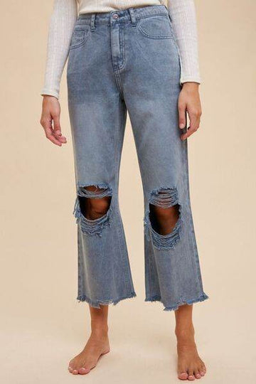 Annie Wear Distressed Raw Hem Jeans - Hovatok