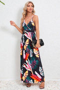 Printed Surplice Maxi Cami Dress - Hovatok