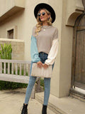 Angel Wings Color Block Dropped Shoulder Sweater - Hovatok