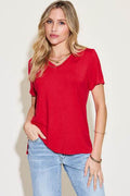 Basic Bae Full Size V-Neck High-Low T-Shirt - Hovatok