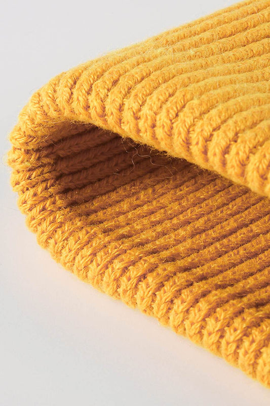 Button Detail Rib-Knit Cuff Beanie - Hovatok