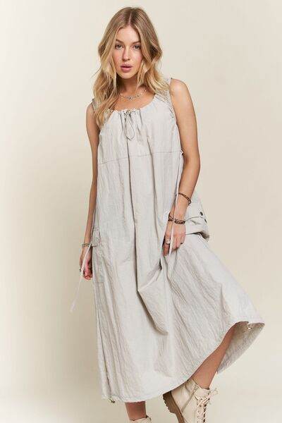 ADORA Drawstring Slit Back Cargo Dress - Hovatok