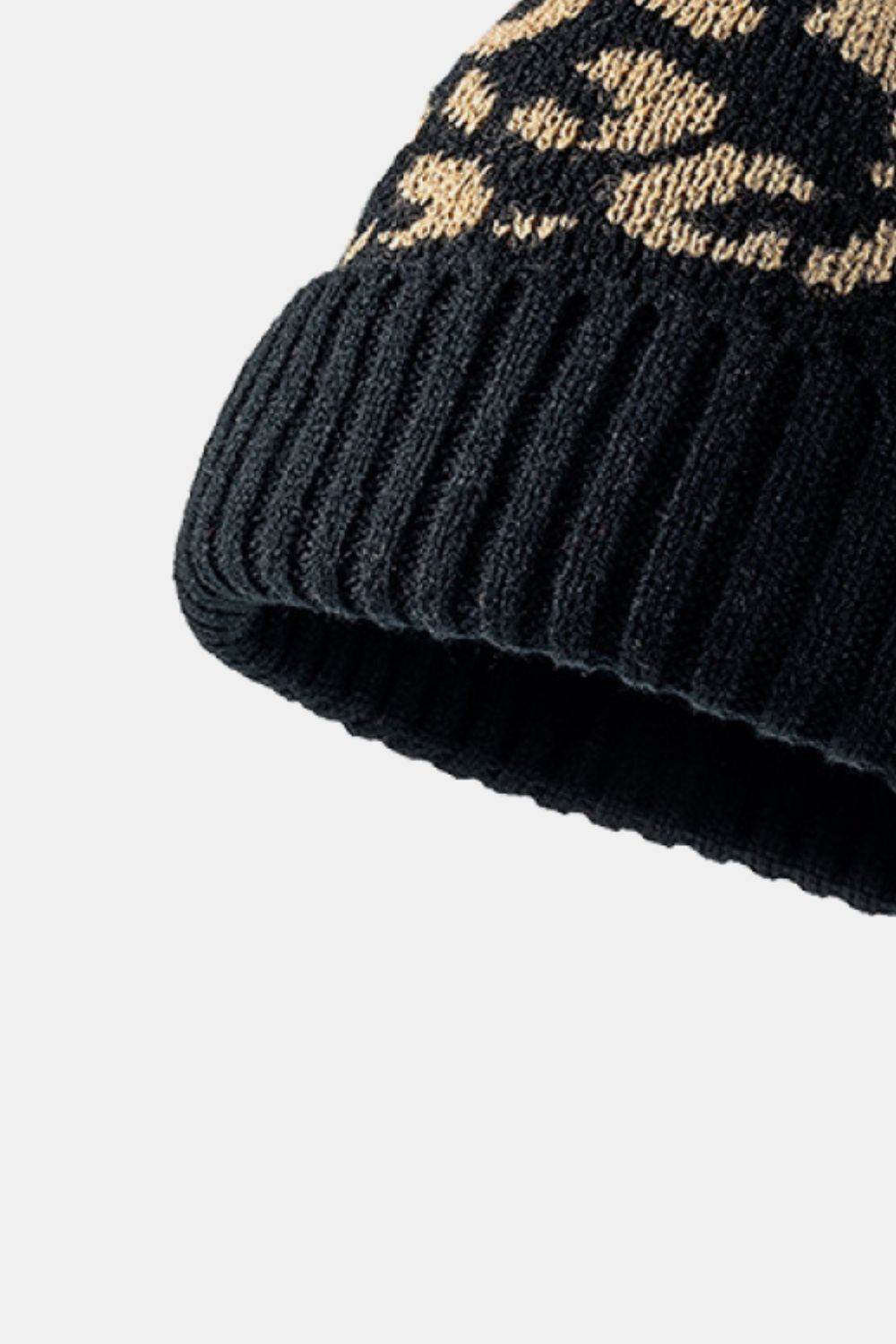 Leopard Pom-Pom Cuffed Beanie - Hovatok