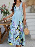 Devine Printed Sleeveless Maxi Dress - Hovatok