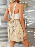 Devine Flower Wide Strap Overalls with Pockets - Hovatok