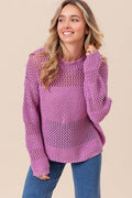 BiBi Openwork Long Sleeve Knit Top - Hovatok