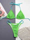 Ribbed Halter Neck Two-Piece Bikini Set - Hovatok