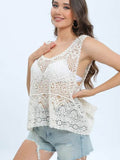 Cutout Round Neck Sleeveless Cover Up - Hovatok