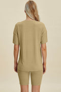 Basic Bae Full Size Ribbed V-Neck Short Sleeve Top and Shorts Set - Hovatok