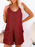 Full Size Pocketed Scoop Neck Sleeveless Romper - Hovatok