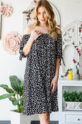 Heimish Full Size Short Sleeve Off Shoulder Animal Mini Dress Plus Size - Hovatok