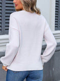 Angel Wings Bow Graphic Round Neck Long Sleeve Sweater - Hovatok