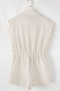 Textured Zip Front Romper with Pockets - Hovatok