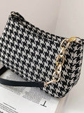 Houndstooth Polyester Handbag - Hovatok