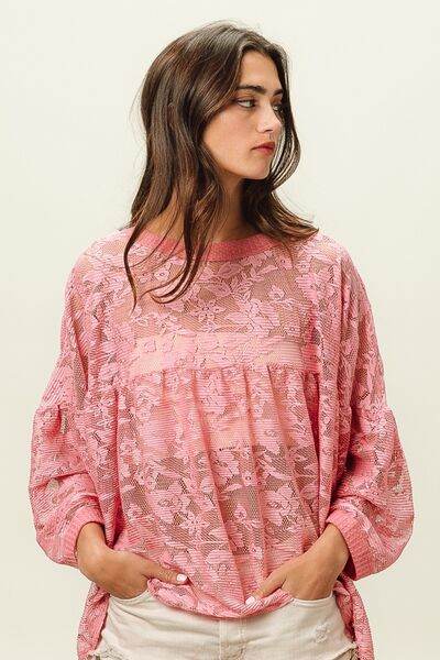 BiBi Floral Lace Long Sleeve Top - Hovatok