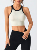 Contrast Trim Round Neck Active Tank - Hovatok