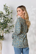 Heimish Full Size Floral Half Button Long Sleeve Blouse - Hovatok