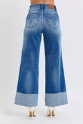 Judy Blue Full Size Distressed High Waist Wide Leg Jeans - Hovatok