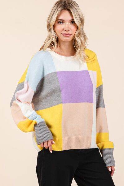 Mittoshop Color Block Round Neck Sweater - Hovatok