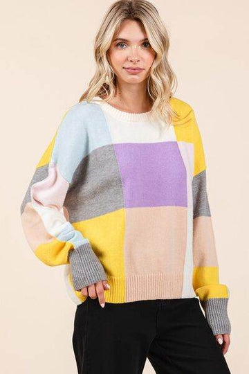 Mittoshop Color Block Round Neck Sweater - Hovatok