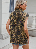Leopard Buttton Up Denim Vest - Hovatok
