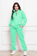 Half Zip Long Sleeve Sweatshirt and Pants Set - Hovatok
