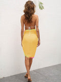 Rainbow Pompom Trim Swim Skirt - Hovatok