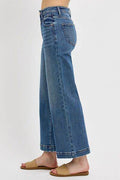 RISEN Full Size High Rise Crop Wide Leg Front Yoke Detail Jeans Plus Size - Hovatok