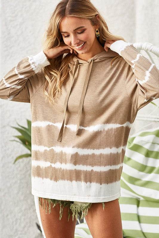 BiBi Drawstring Tie-Dye French Terry Hoodie - Hovatok