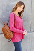 Basic Bae Full Size V-Neck Long Sleeve Top - Hovatok